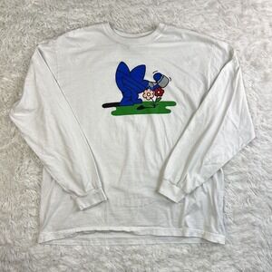 adidas Trefoil Long Sleeve Shirt White Rare Plant Watering Treffy Logo Mens XL